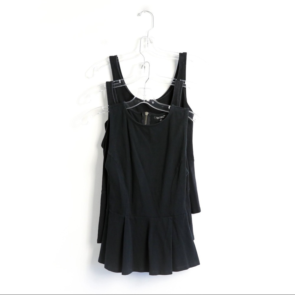 Bundle of 3 black peplum tops Express Topshop cotton blend stretch slim fit S 4